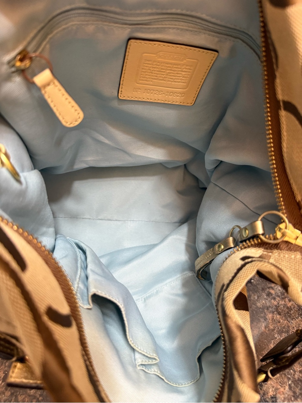 Coach Brown Signature Carly Hobo Bag - Classic Canvas - Picture 5 of 14